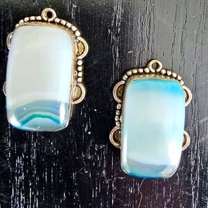 Sterling silver Vintage Blue agate Earrings/pendants